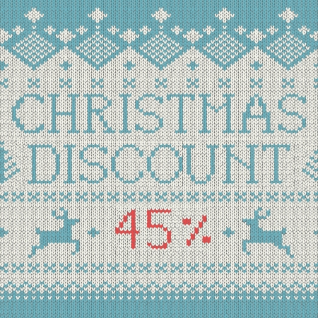 Christmas Sale: Discount 45% (Scandinavian style seamless knitted pattern with deers)のイラスト素材