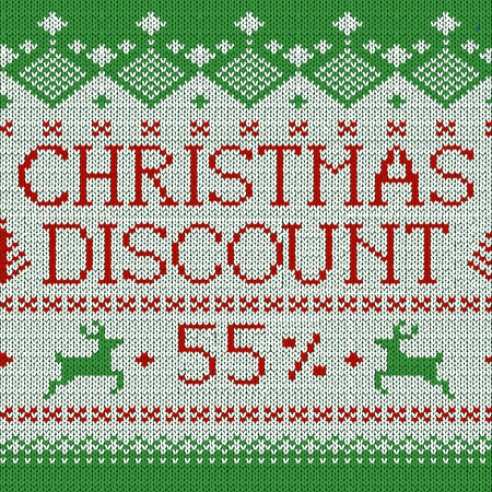 Christmas Sale: Discount 55% (Scandinavian style seamless knitted pattern with deers)のイラスト素材