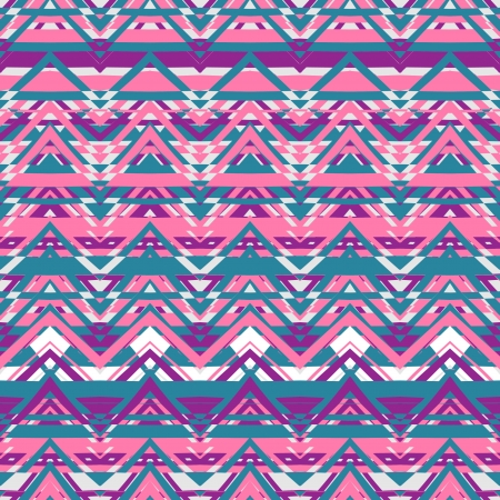Ethnic  pattern in retro colors, aztec style seamless vector background のイラスト素材