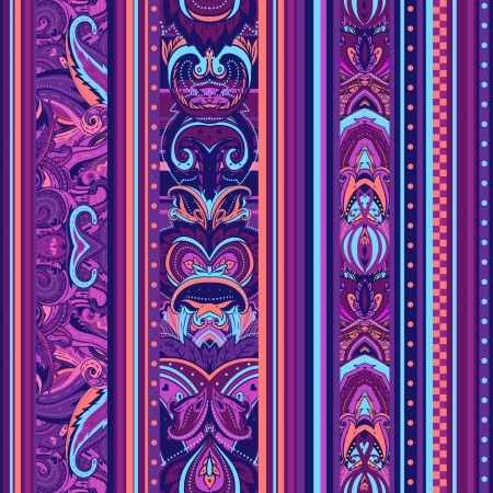 Ethnic  pattern in retro colors, aztec style seamless vector background のイラスト素材