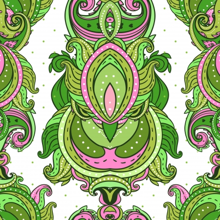 Floral paisley indian vector colorful ornate seamless pattern のイラスト素材