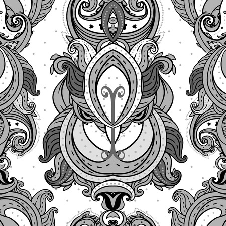 Floral paisley indian vector colorful ornate seamless pattern のイラスト素材