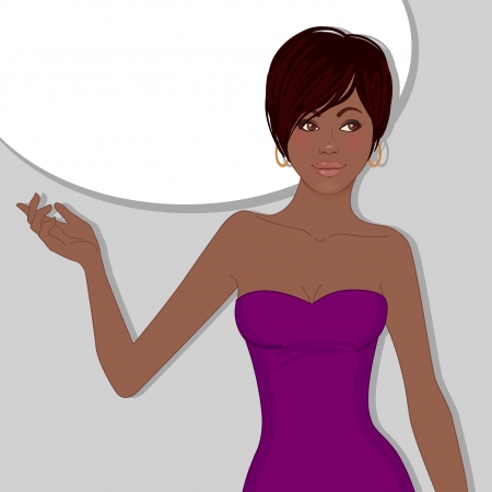 Young pretty African American business lady, vector illustrationのイラスト素材