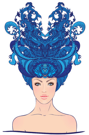 Snow Queen: Young woman with  a magic hatのイラスト素材