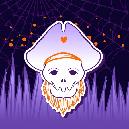 Halloween illustration: Pirate Skull Captain with Hat のイラスト素材