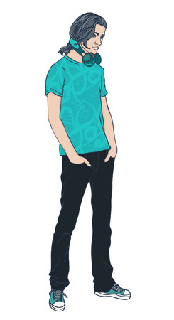 Attractive young man in casual style, vector illustration のイラスト素材