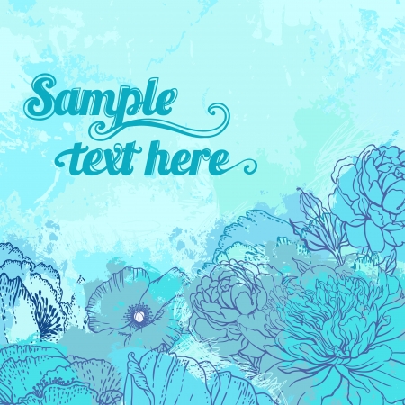 Beautiful peony bouquet design on beige background. Hand drawn vector illustration. のイラスト素材