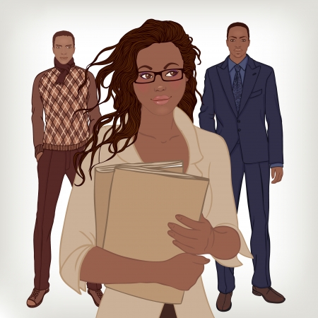African American couple, business casual style. Vector illustration. のイラスト素材