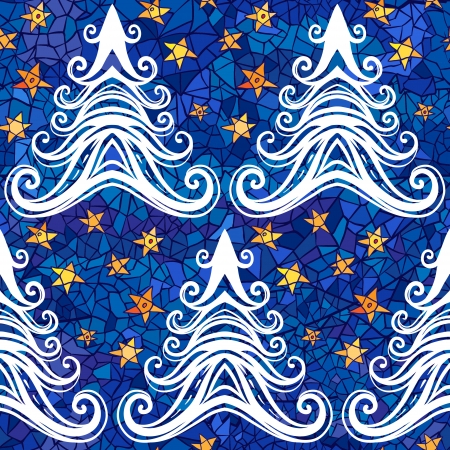 Seamless vector pattern with Christmas trees and stars. のイラスト素材