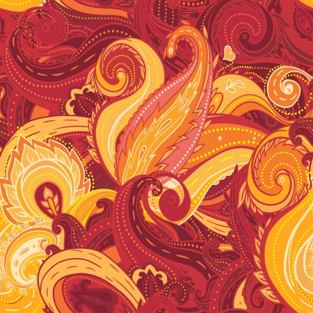 Squared ornamental floral paisley pattern.のイラスト素材