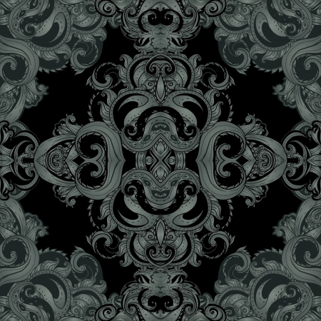 Squared ornamental floral paisley pattern.のイラスト素材