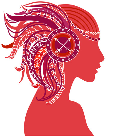 Sagittarius astrological sign as a beautiful girl. Vector illustration. . Isolated on white. のイラスト素材