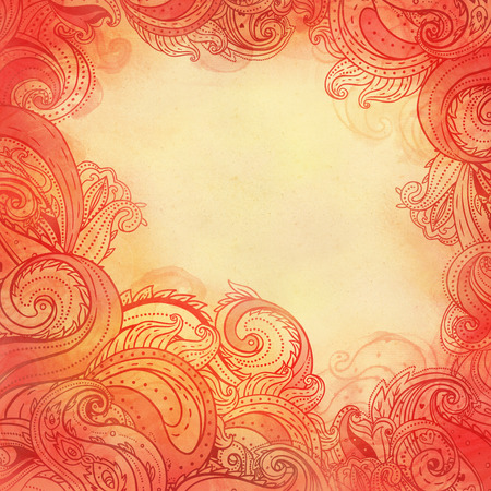 Paisley watercolor patterned frame, trendy modern wallpaper or textile  background の写真素材