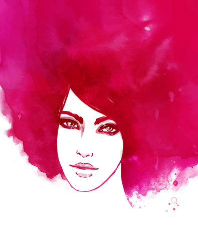 Amazing watercolor portrait of beautiful women. Fashion illustration.のイラスト素材