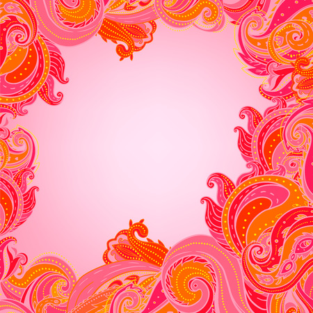 Floral paisley vector colorful ornate frameのイラスト素材