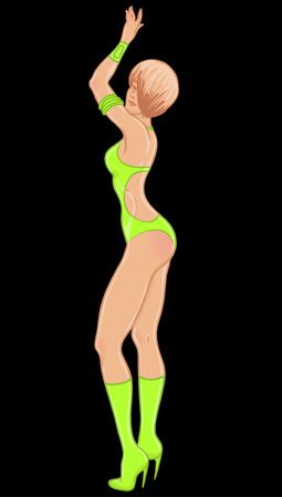 Sexy dancer set: vector beautiful sexy girls in bright lingerie isolated on white background.のイラスト素材