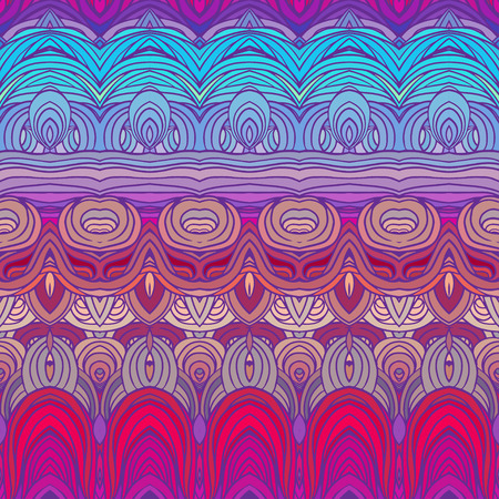Vector color abstract hand-drawn hair pattern with waves and clouds. Asian style element for design.のイラスト素材