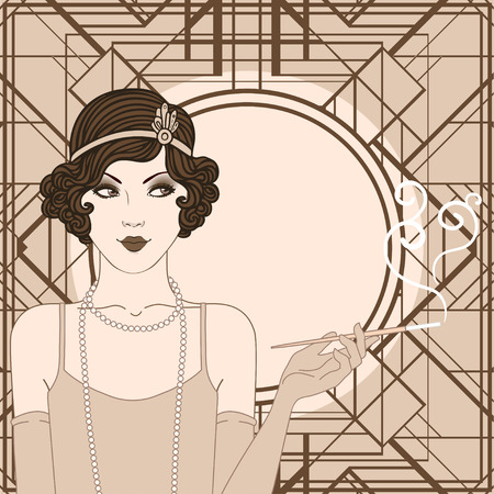lapper girl: Retro party invitation design. Vector illustration.のイラスト素材