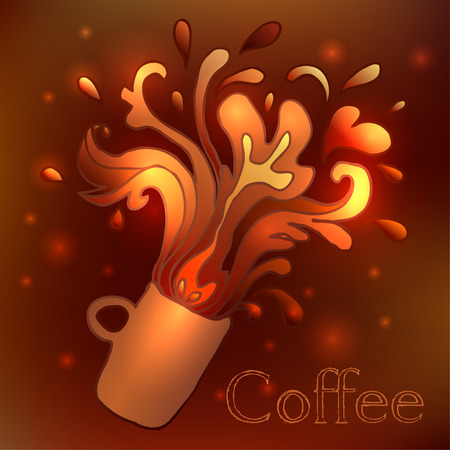 Cup of coffee with splash. Vector illustration.のイラスト素材