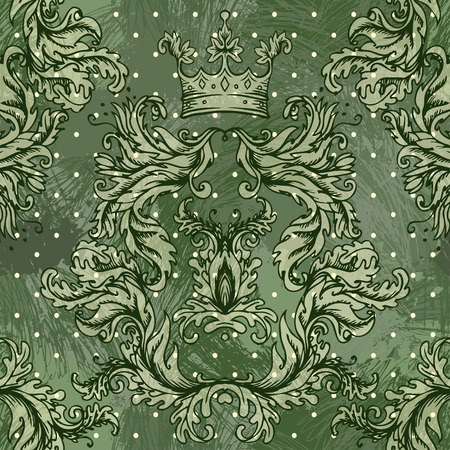 Seamless vintage background brown baroque patternのイラスト素材