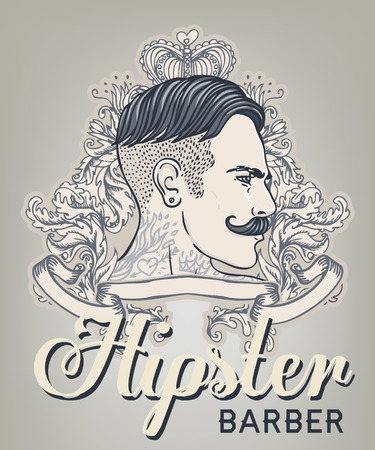 Hipster Barber Shop Business Card design template. Vector illustration.のイラスト素材