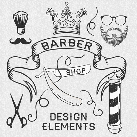 Hipster Barber Shop Business Card design template. Vector illustration.のイラスト素材