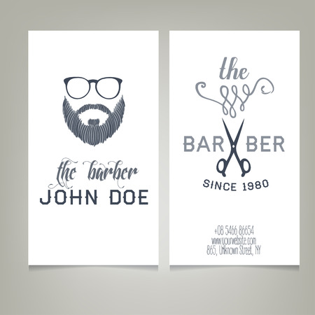 Hipster Barber Shop Business Card design template. Vector illustration.のイラスト素材