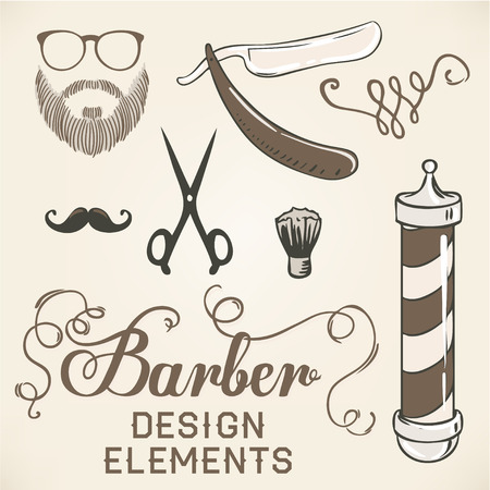 Hipster Barber Shop Business Card design template. Vector illustration.のイラスト素材