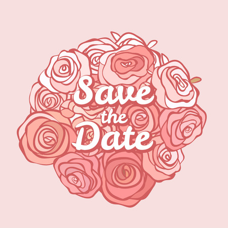 Bridal bouquet of pink roses isolated on whiteのイラスト素材