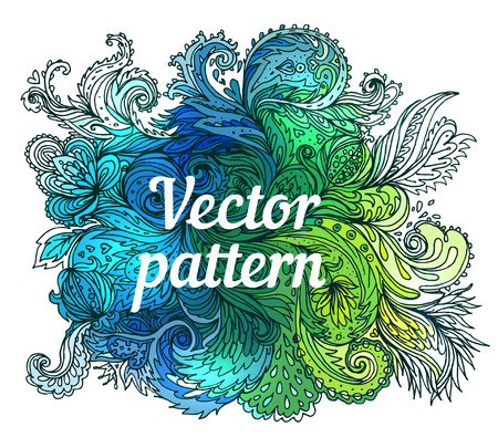Vector colorful paisley texture with abstract flowersのイラスト素材
