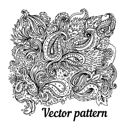 Vector colorful paisley texture with abstract flowersのイラスト素材