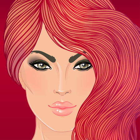 Boho style fashion girl with pink hair illustrationのイラスト素材