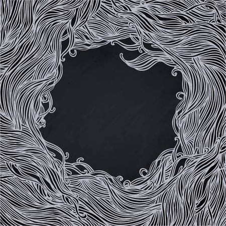 Decorative frame of hair or wave pattern. Abstract background.のイラスト素材