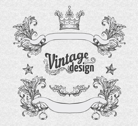 Vintage design elements set. Ribbons. Vector illustration.のイラスト素材