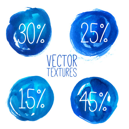 Blue ink or watercolor design elements. Vector illustrationのイラスト素材