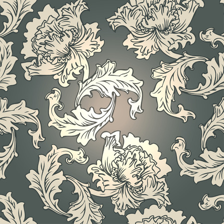 Seamless vintage background brown baroque patternのイラスト素材