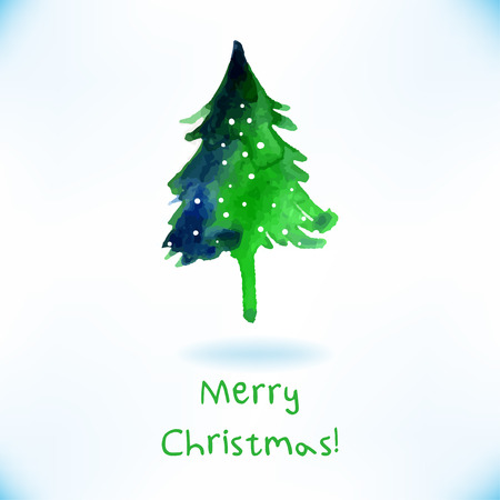 Watercolor Christmas tree isolated on a white backgroundのイラスト素材