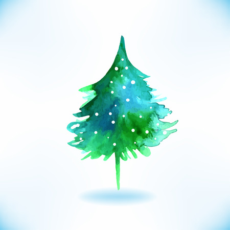 Watercolor Christmas tree isolated on a white backgroundのイラスト素材