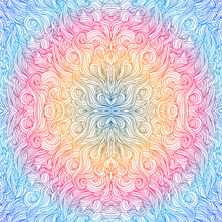 Vector ornamental mandala inspired ethnic art, patterned Indian paisley. Hand drawn illustration. Invitation element. Tattoo, astrology, alchemy, boho and magic symbol.のイラスト素材