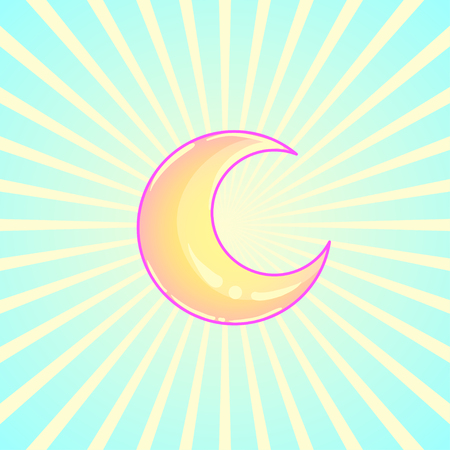 Crescent moon over abstract ray burst background. Vector illustration.のイラスト素材