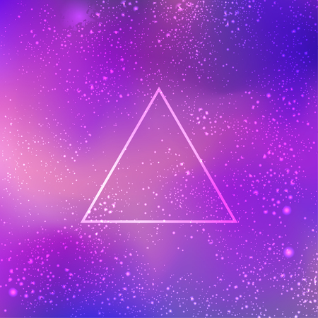 Sacred geometry forms on space background, shapes of lines, logo, sign, symbol. Geometric patterns. Geometry symbolic. Vector isolate geometric shapes. Futuristic vector illustration in neon colors.のイラスト素材