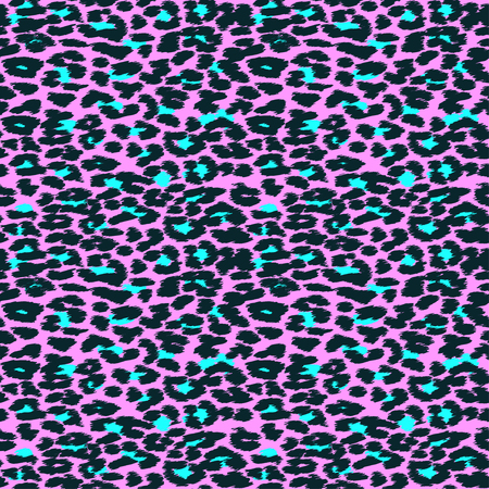 Trendy Leopard or cheetah skin seamless pattern, animal fur background, vector background in neon colors. Fabric design, wrapping paper, textile.のイラスト素材