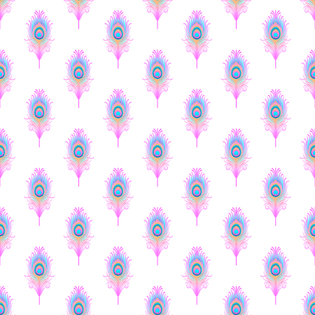 Peacock pale pink seamless vector pattern. Peafowl abstract feathers tiled print for textile or wrap paper. Hand drawn vintage linear romantic beautiful drawing patternのイラスト素材
