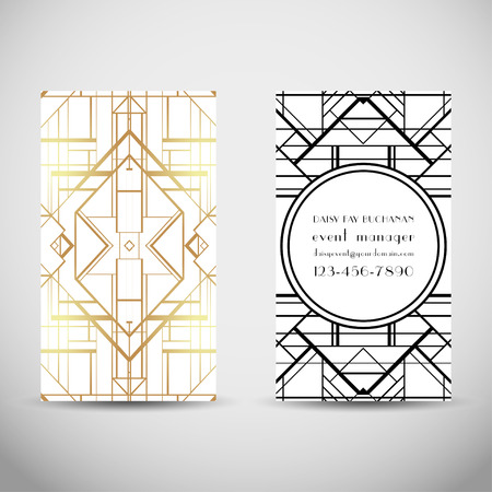 Art Deco vintage invitation template design. patterns and frames. Retro party geometric background set. Vector illustration for glamour event, thematic wedding or jazz party.のイラスト素材