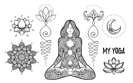 Set of Ornamental Boho Chic Style Elements.のイラスト素材