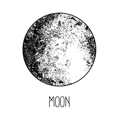 Moon. Engraving style. Vintage elegant science art.のイラスト素材