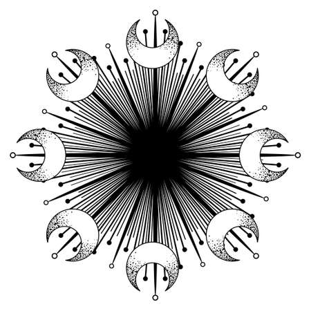 Blackwork tattoo flash. Eye of Providence. Masonic symbol. All seeing eye inside triangle pyramid. New World Order. Sacred geometry, religion, spirituality, occultism. Isolated vector illustration.のイラスト素材