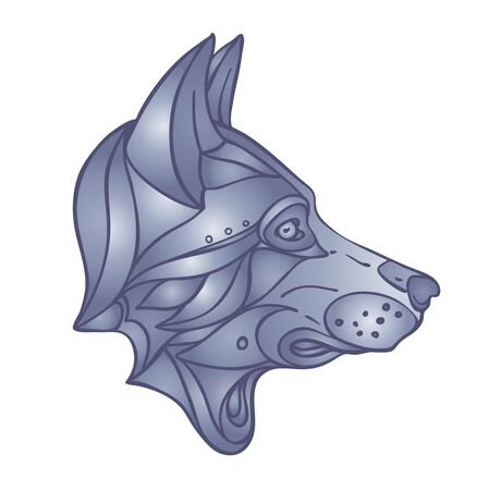 Wolf head. Side view. wildlife tattoo art, fantasy style. Vector isolated illustration.のイラスト素材