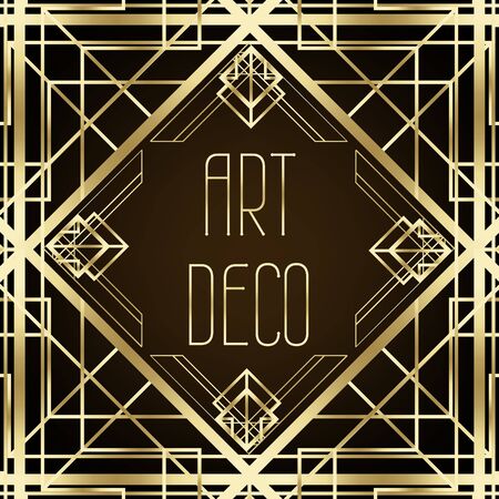 Art Deco vintage patterns and design elements. Retro party geometric background set 1920s style. Vector illustration for glamour party, thematic wedding or textile prints.のイラスト素材