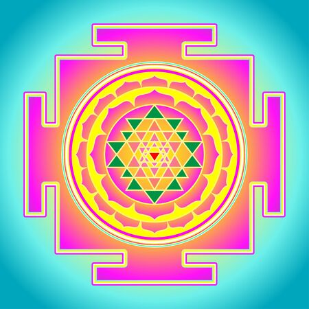 The Sri Yantra or Sri Chakra, form of mystical diagram, Shri Vidya school of Hindu tantra symbol. Sacred geometry vector design element. Vector illustration. Alchemy, occultism, spirituality.のイラスト素材